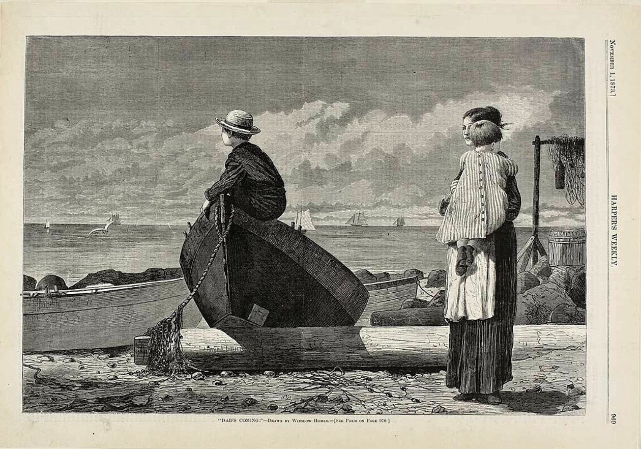 "Papa komt eraan!" door Winslow Homer