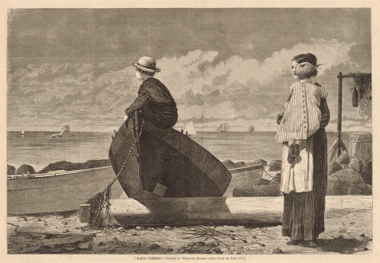 Papa Komt! door Winslow Homer