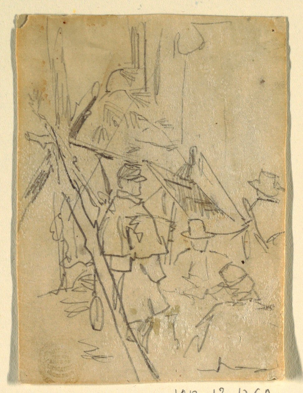 Tekening, Een legerkampement, 1862 door Winslow Homer