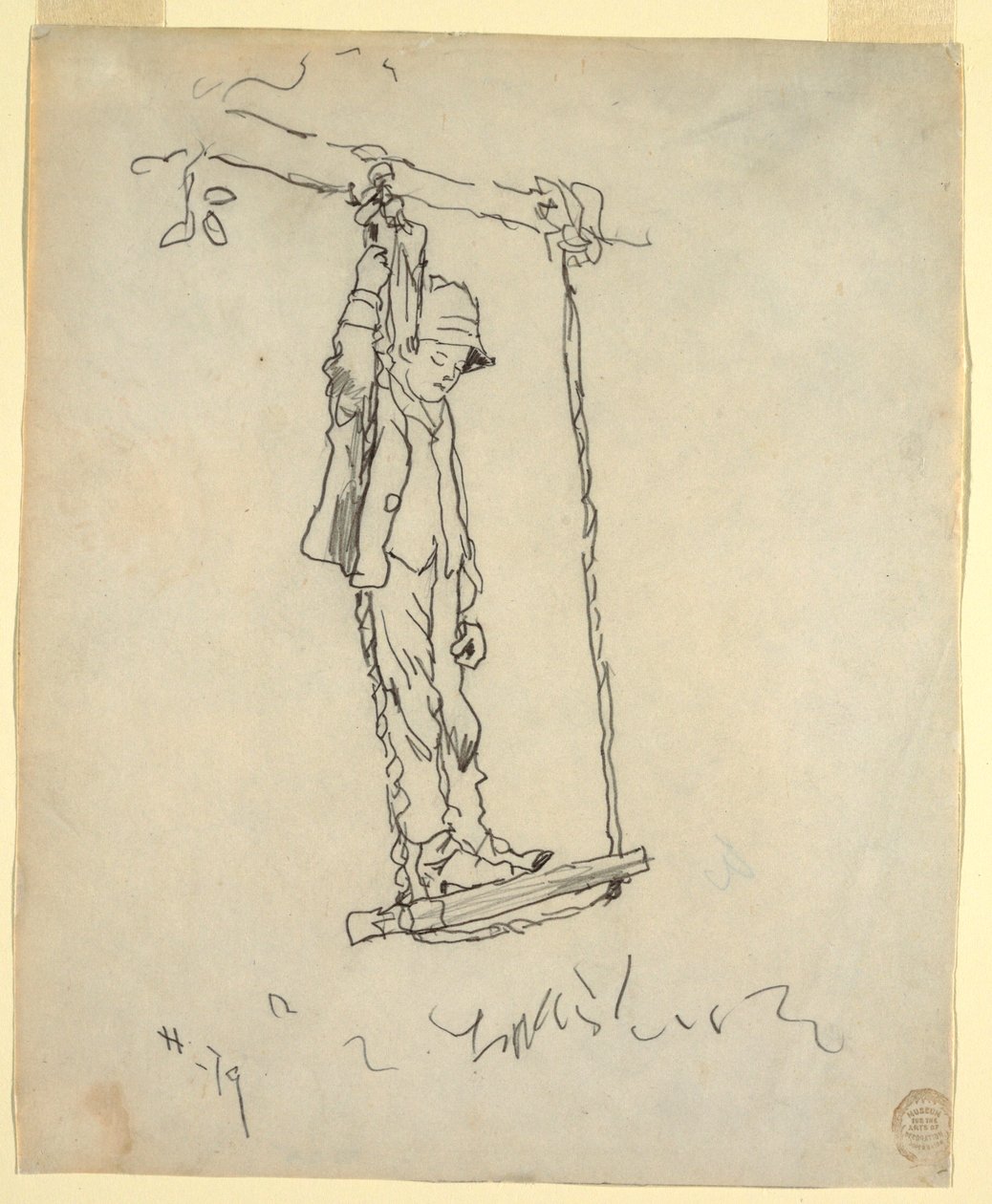 Tekening, Jongen op een schommel, 1879 door Winslow Homer