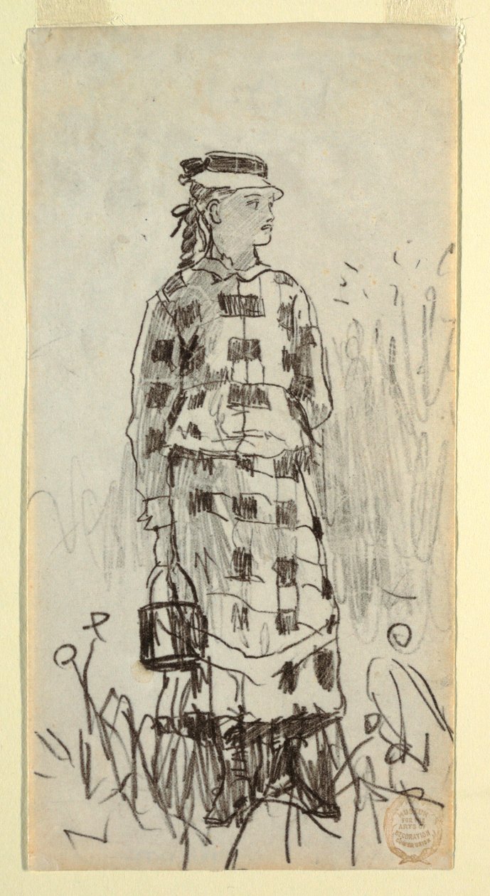 Tekening, Meisje met lunchemmer, 1879 door Winslow Homer