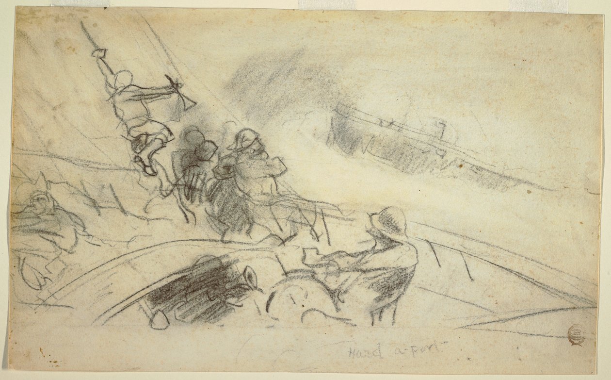 Tekening, Hard-a-Port, 1885-90 door Winslow Homer