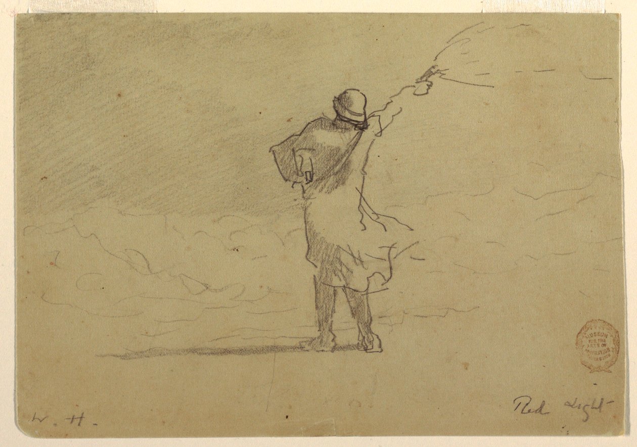 Tekening, "Rood licht", waarschijnlijk 1883 door Winslow Homer