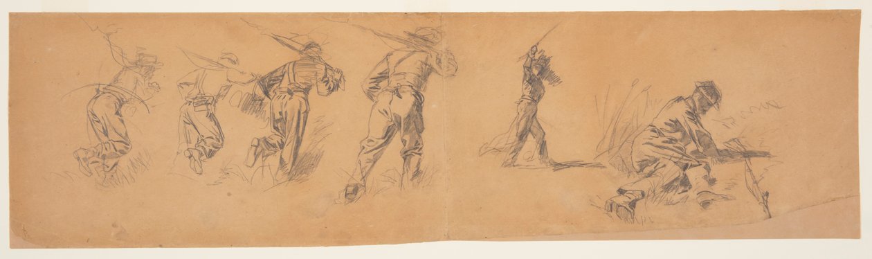Tekening, Studies van soldaten, 1863-65 door Winslow Homer