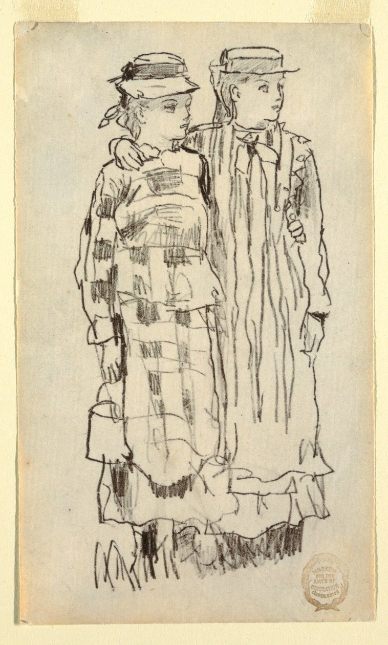 Tekening, Twee meisjes, 1879 door Winslow Homer