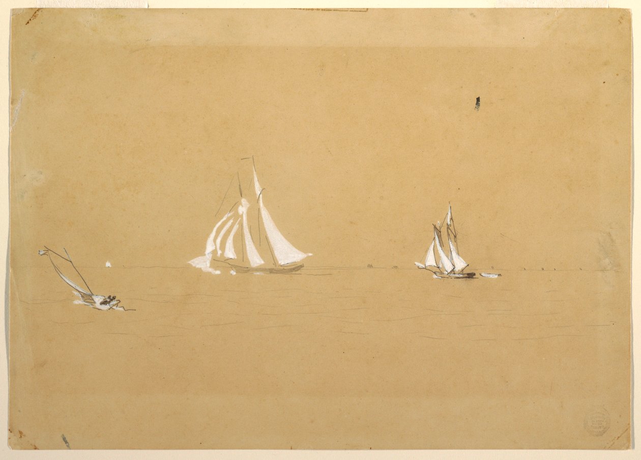 Tekening, Twee schoeners, 1880 door Winslow Homer