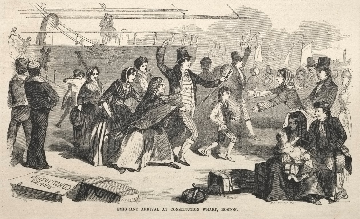 Aankomst van emigranten bij Constitution Wharf, Boston, 1857 door Winslow Homer