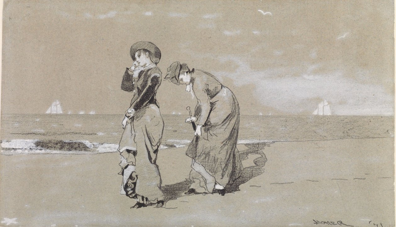 Avond op het strand door Winslow Homer