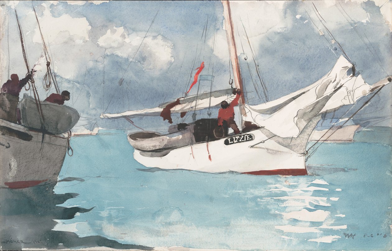 Vissersboten, Key West, 1903 door Winslow Homer