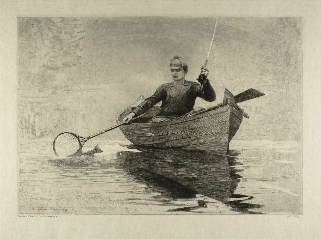 Vliegvissen, Saranac Meer door Winslow Homer