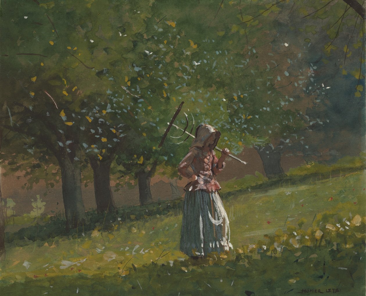 Meisje met Hooiriek door Winslow Homer