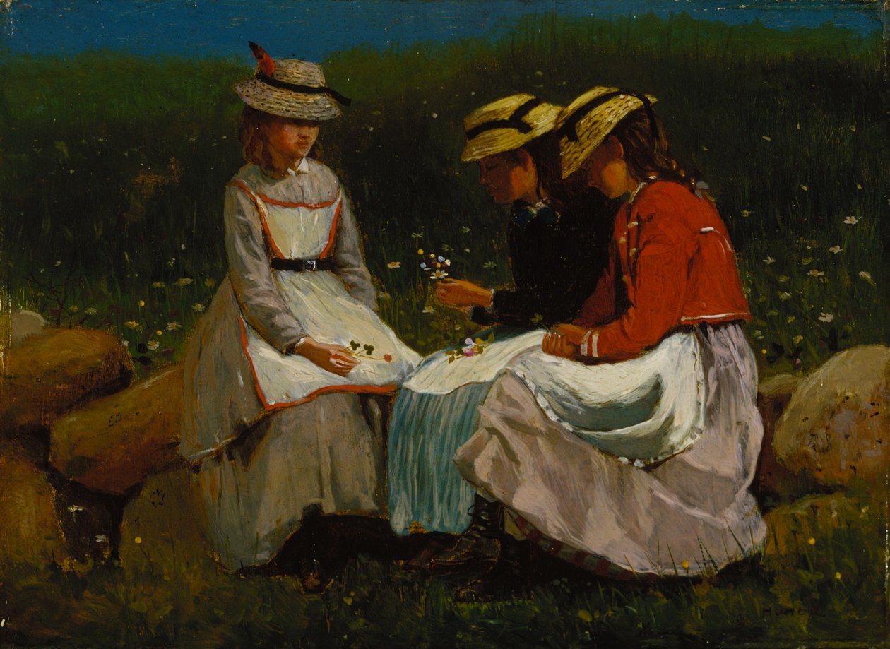 Meisjes in een landschap door Winslow Homer