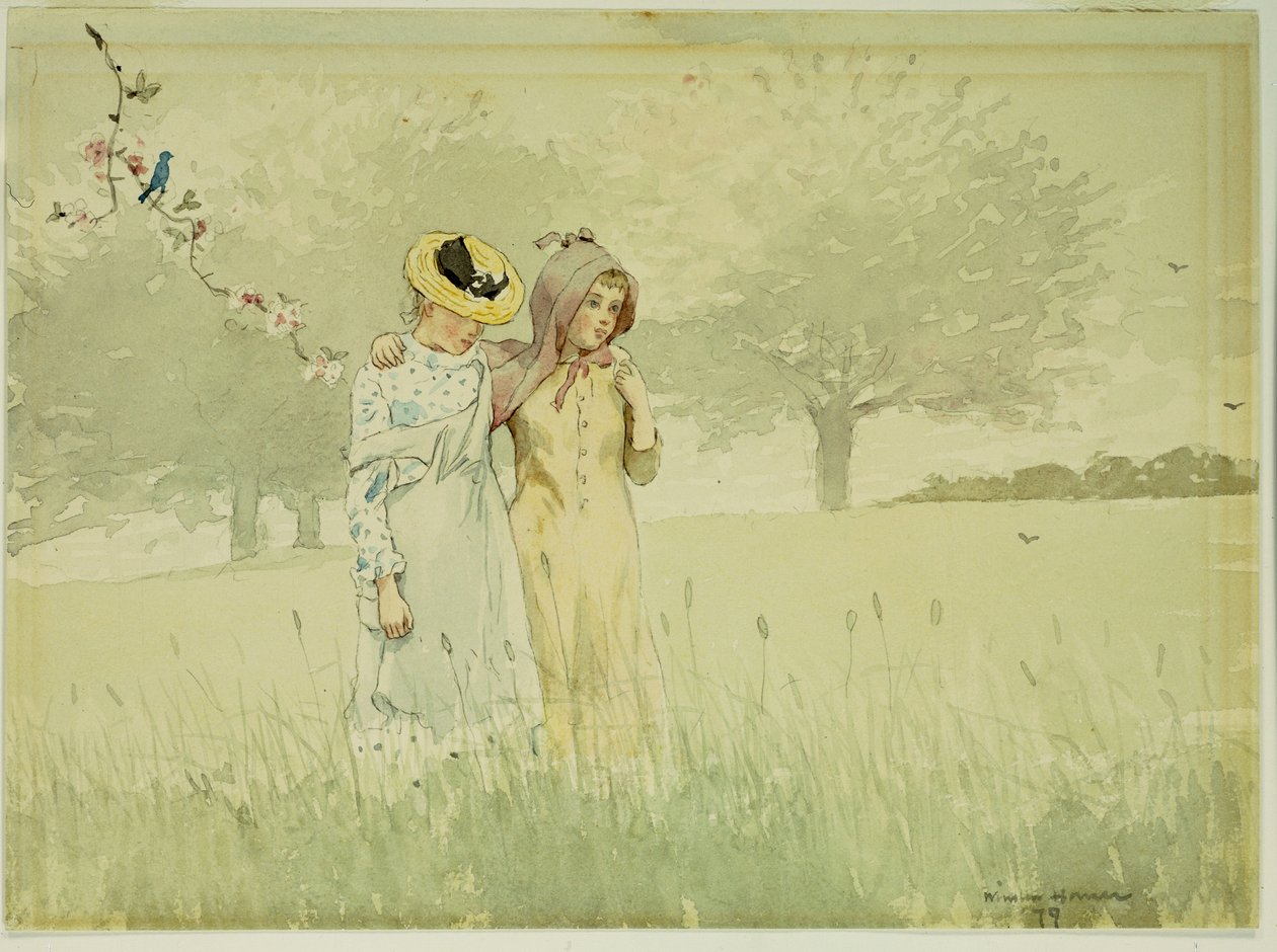 Meisjes Wandelend in een Boomgaard, 1879 door Winslow Homer