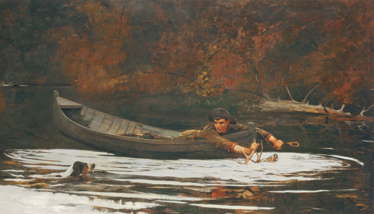 Hond en jager, 1892 door Winslow Homer