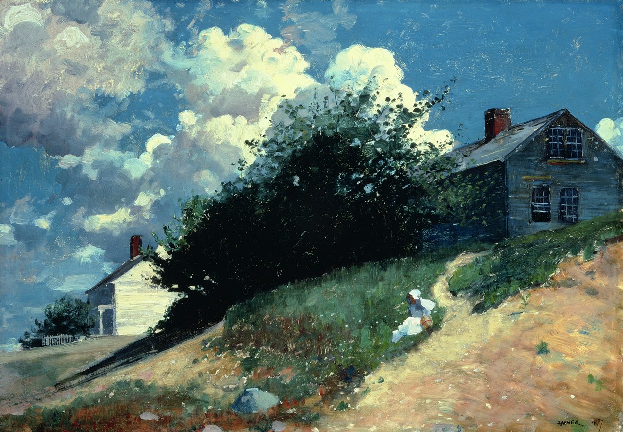 Huizen op een Heuvel, 1879 door Winslow Homer