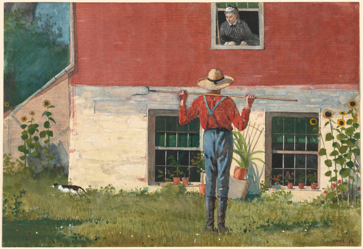 In de Tuin (Rustieke Hofmakerij) door Winslow Homer