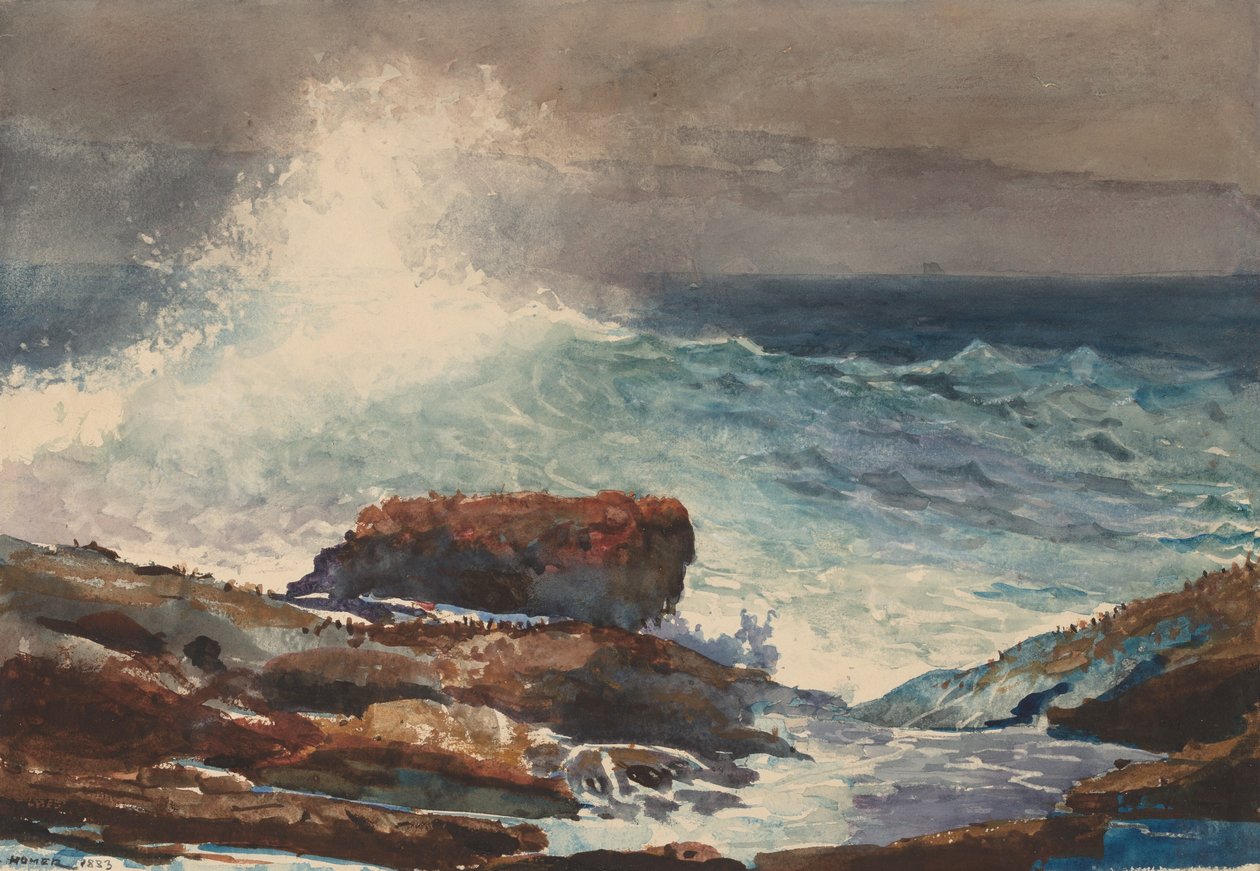 Binnenkomende vloed, Scarboro, Maine, 1883 door Winslow Homer