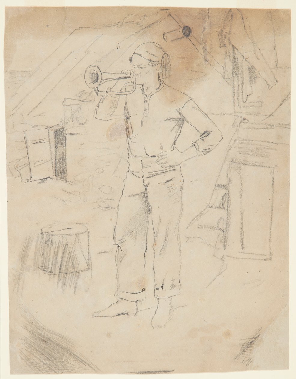Man met een Zouavenmuts door Winslow Homer