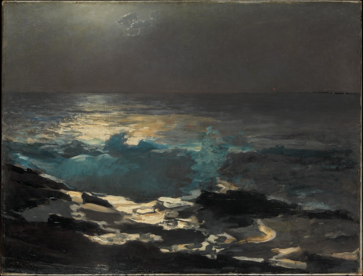 Maanlicht, Wood Island Light door Winslow Homer