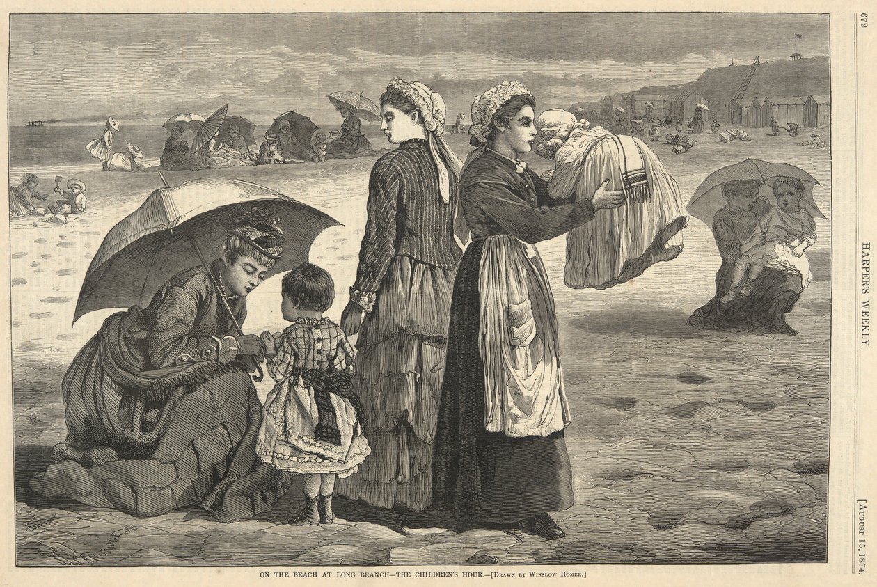 Op het Strand bij Long Branch door Winslow Homer