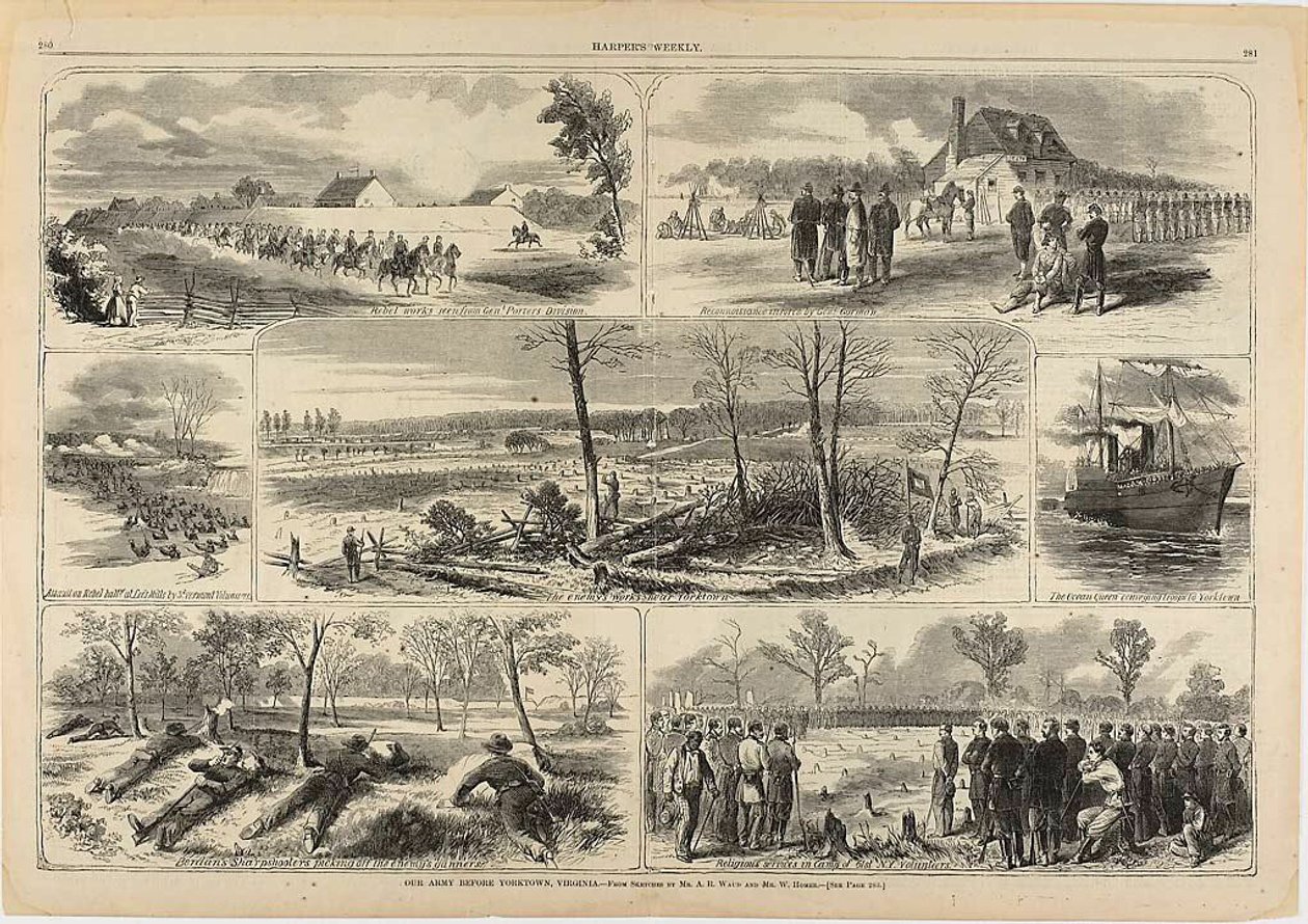Ons leger voor Yorktown, Virginia door Winslow Homer