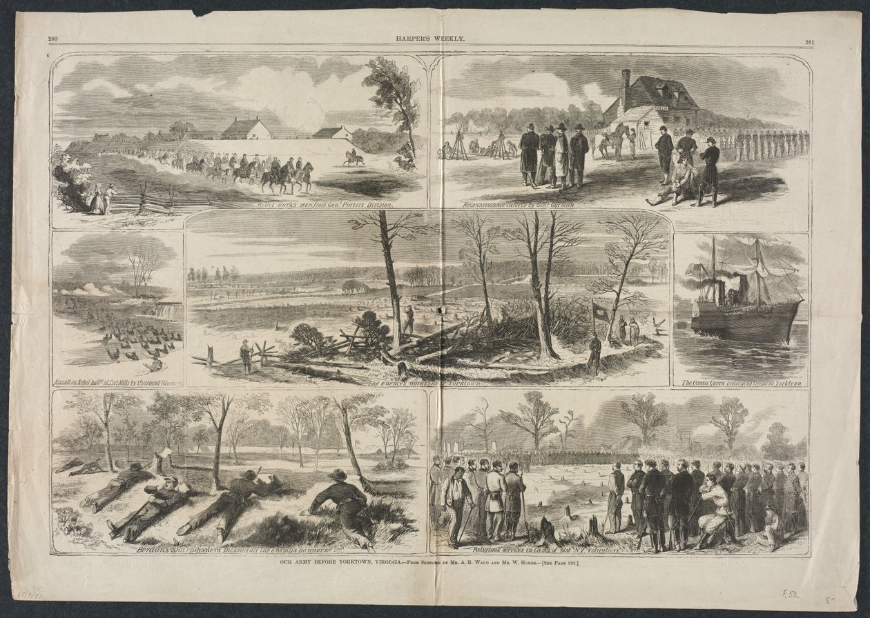 Ons leger voor Yorktown, Virginia door Winslow Homer