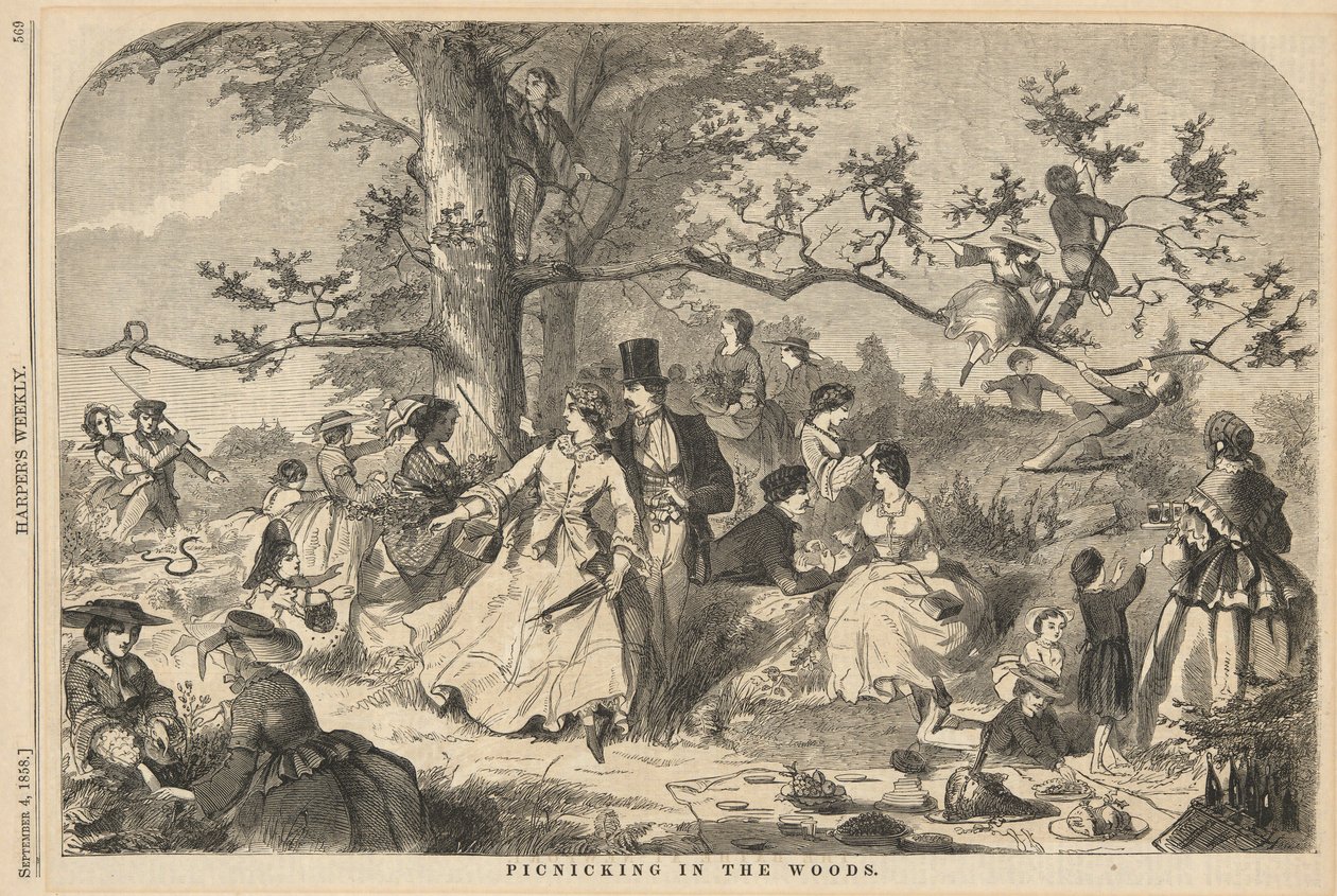 Picknicken in het Bos, uit Harper door Winslow Homer