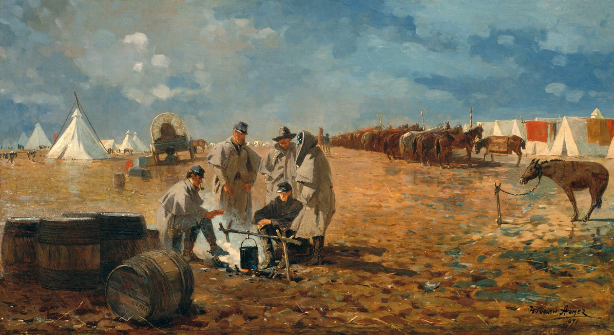 Regenachtige Dag in het Kamp, 1871 door Winslow Homer