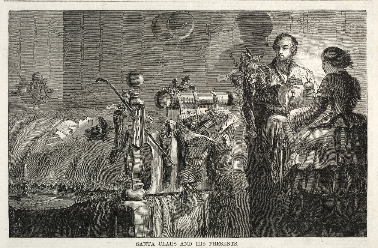 Kerstman en zijn cadeaus, 1858 door Winslow Homer