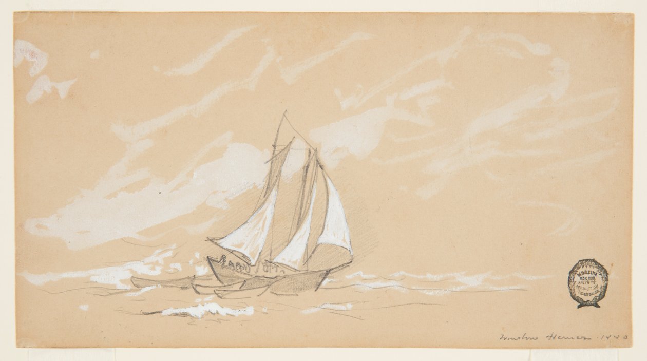 Schoener met Drie Dories door Winslow Homer