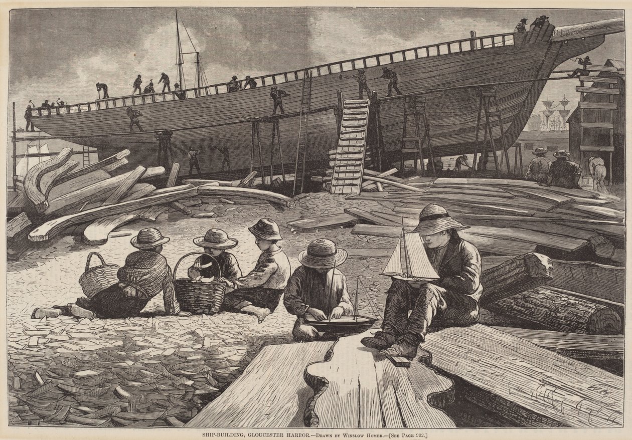 Scheepsbouw, Gloucester Harbor door Winslow Homer