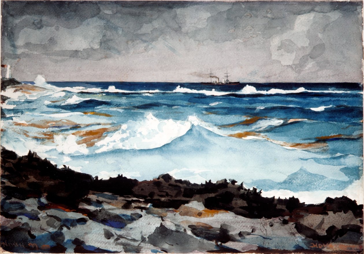 Kust en Branding, Nassau door Winslow Homer