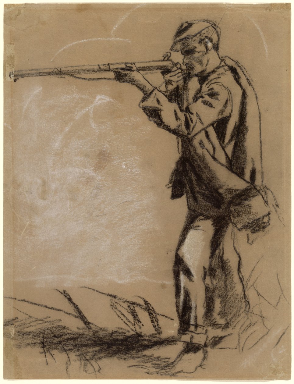 Soldaat die richt [recto], 1864 door Winslow Homer