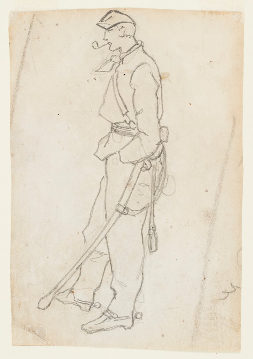 Soldaat met zwaard en pijp door Winslow Homer