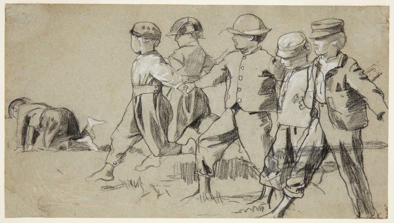 Studie voor "Snap the Whip" door Winslow Homer