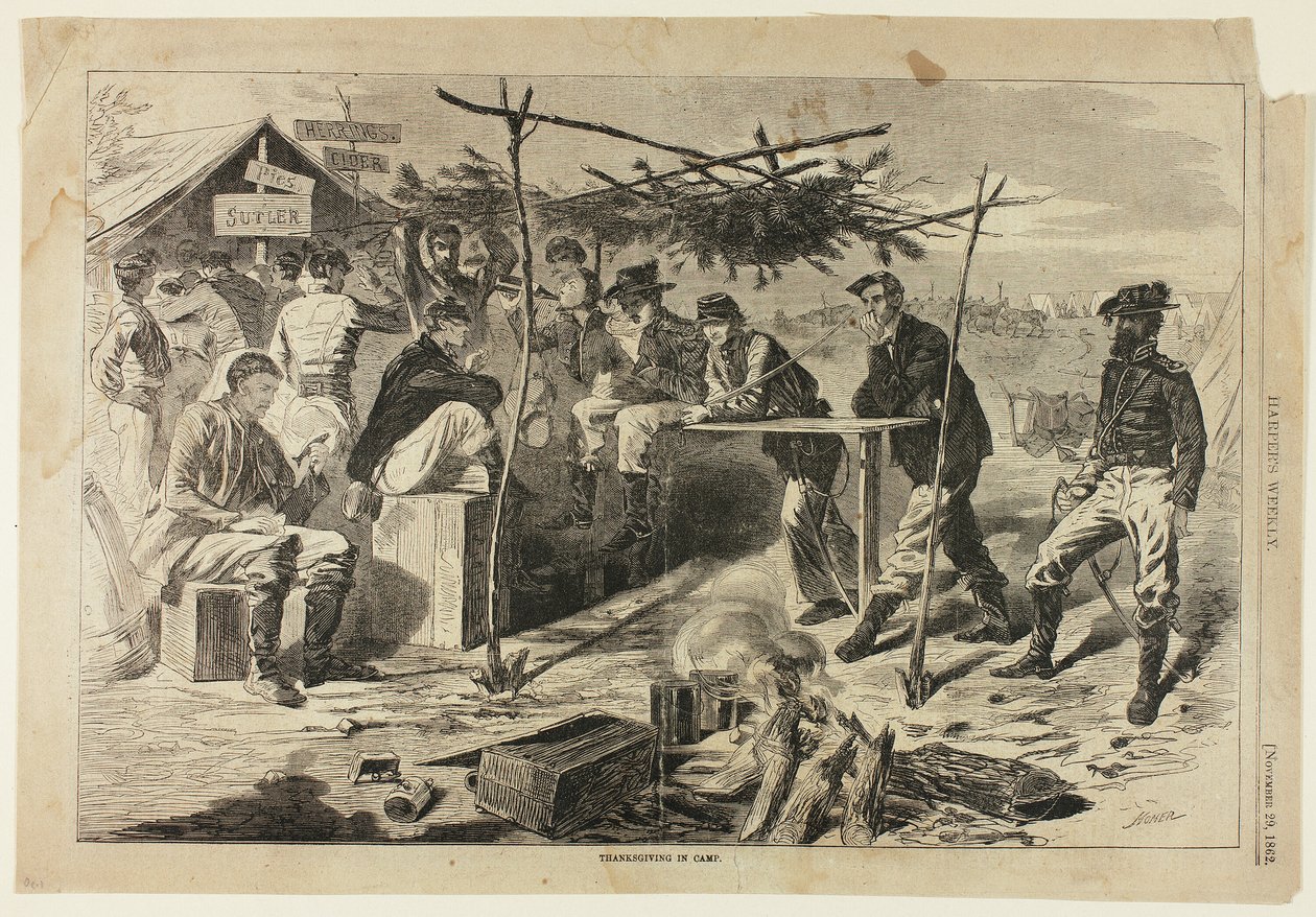 Thanksgiving in het kamp door Winslow Homer