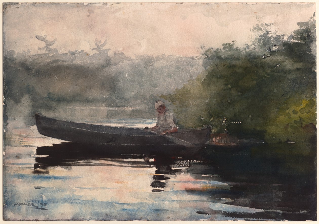 Het einde van de dag, Adirondacks door Winslow Homer