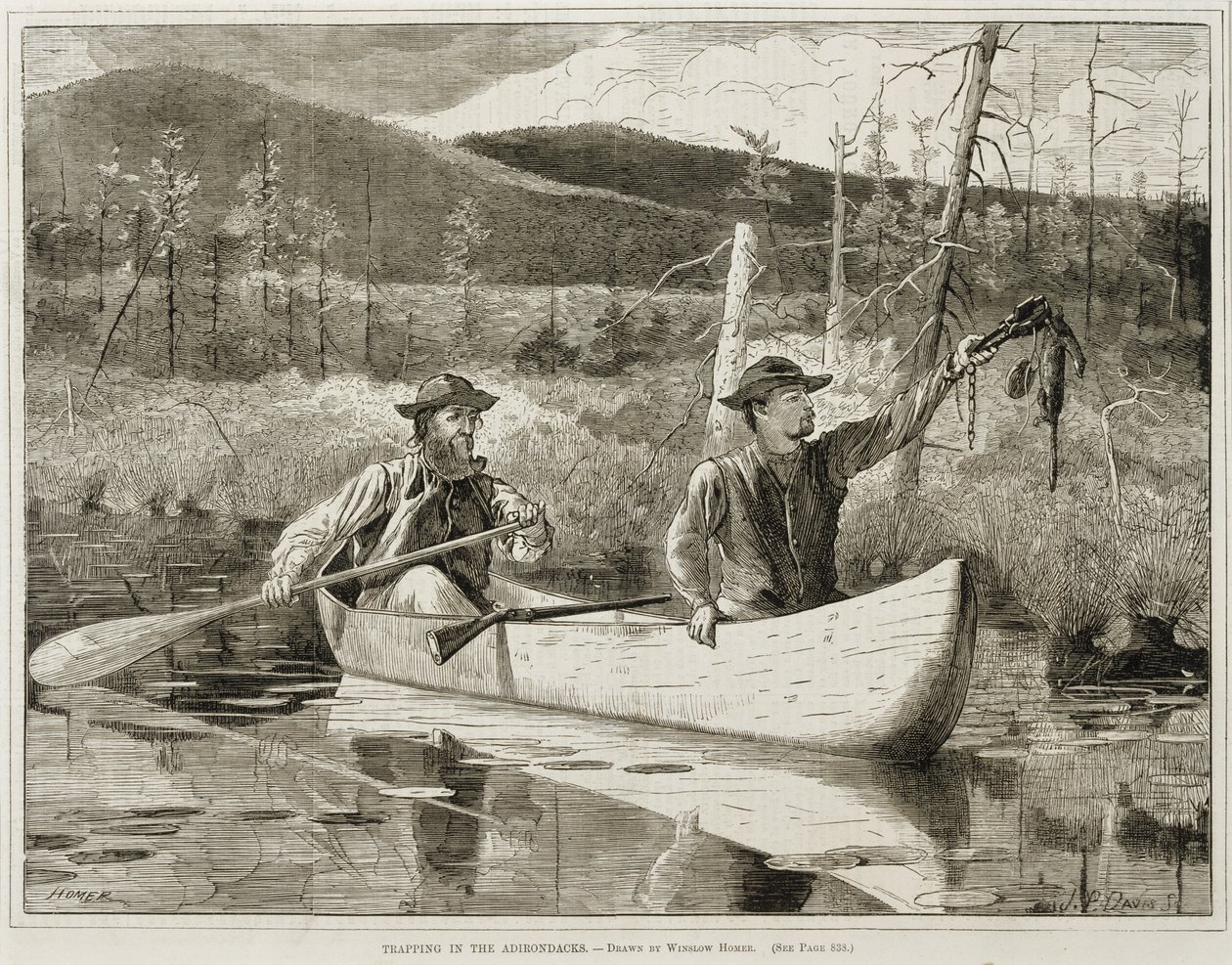 Vallen in de Adirondacks door Winslow Homer