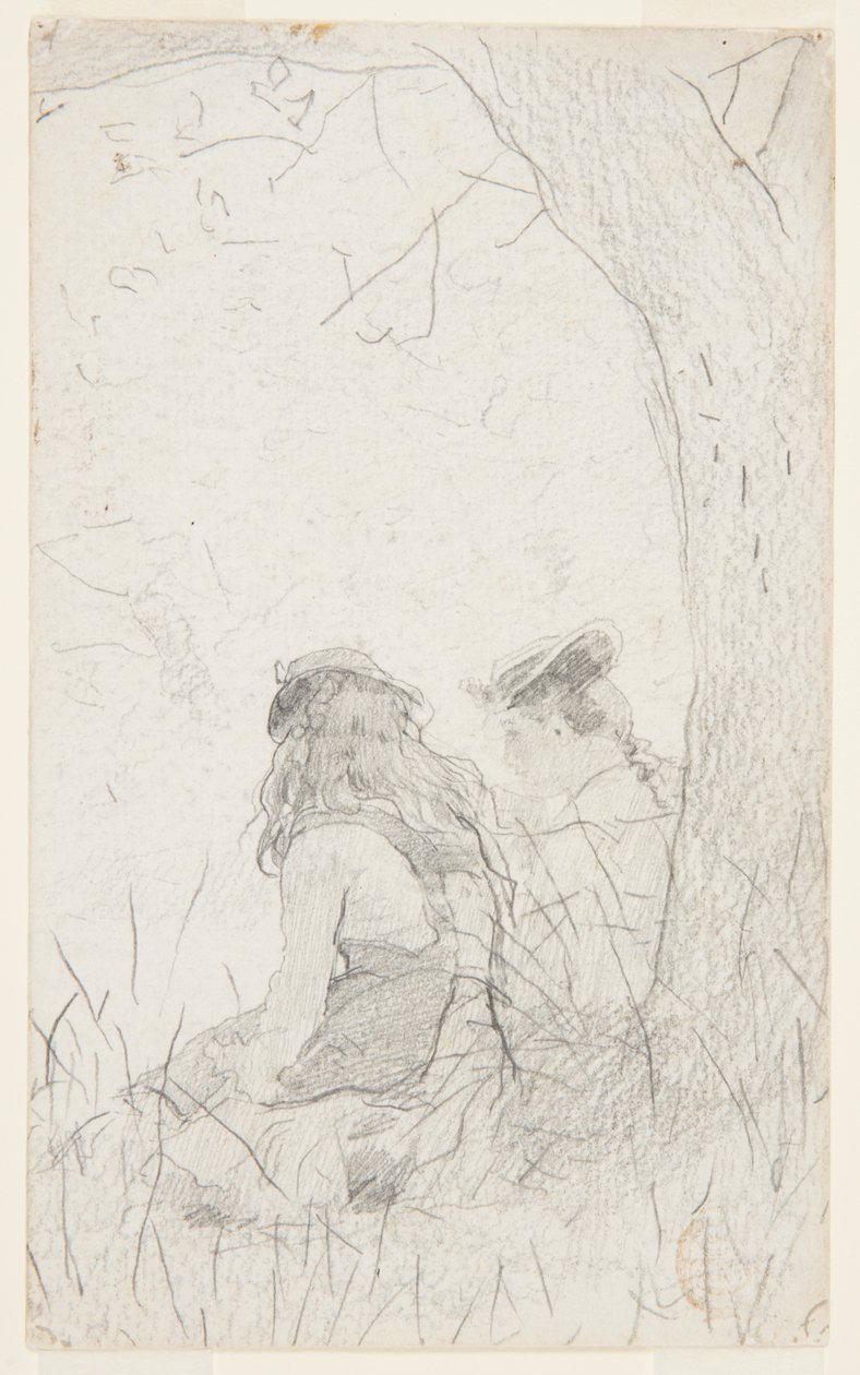 Twee Meisjes Zittend op een Bank door Winslow Homer