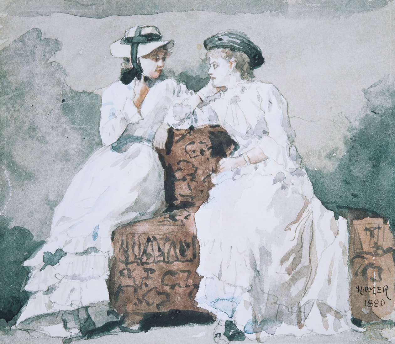 Twee Dames, 1880 door Winslow Homer