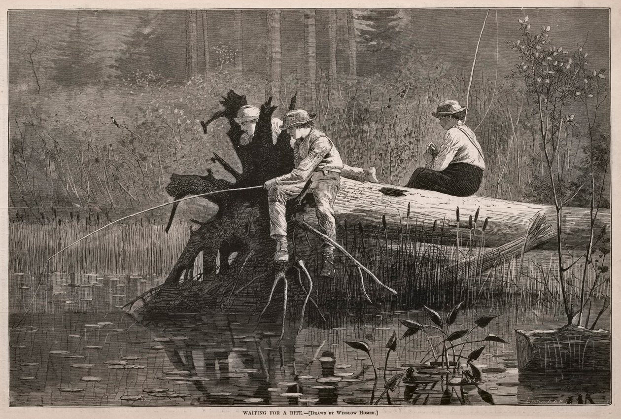 Wachten op een hapje door Winslow Homer