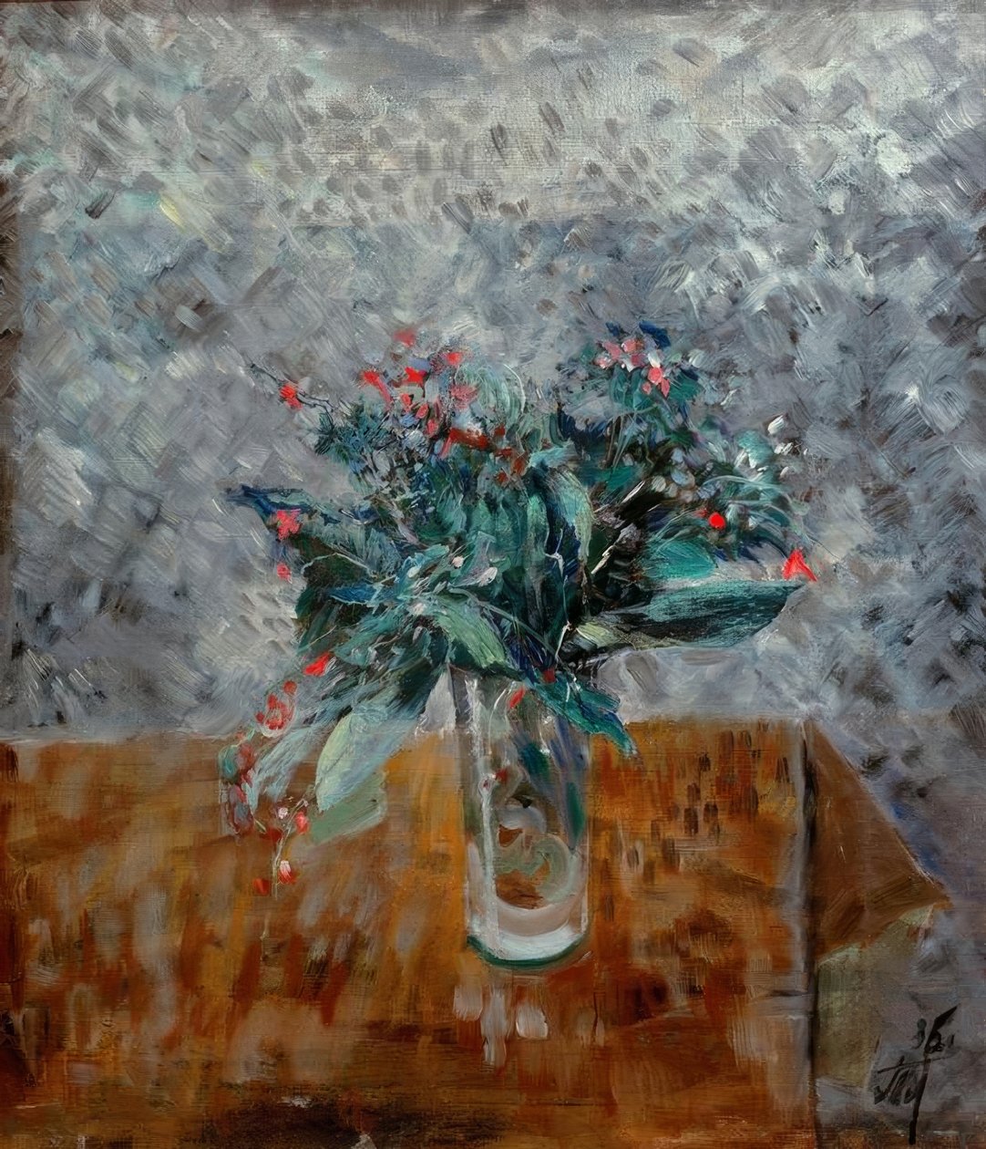 Bloemen in een hoog glas door Wladimir F. Tatlin