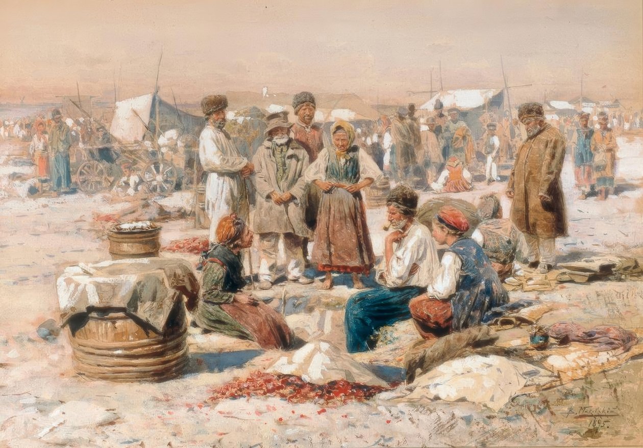 Dorpsmarkt door Wladimir Jegorowitsch Makowski