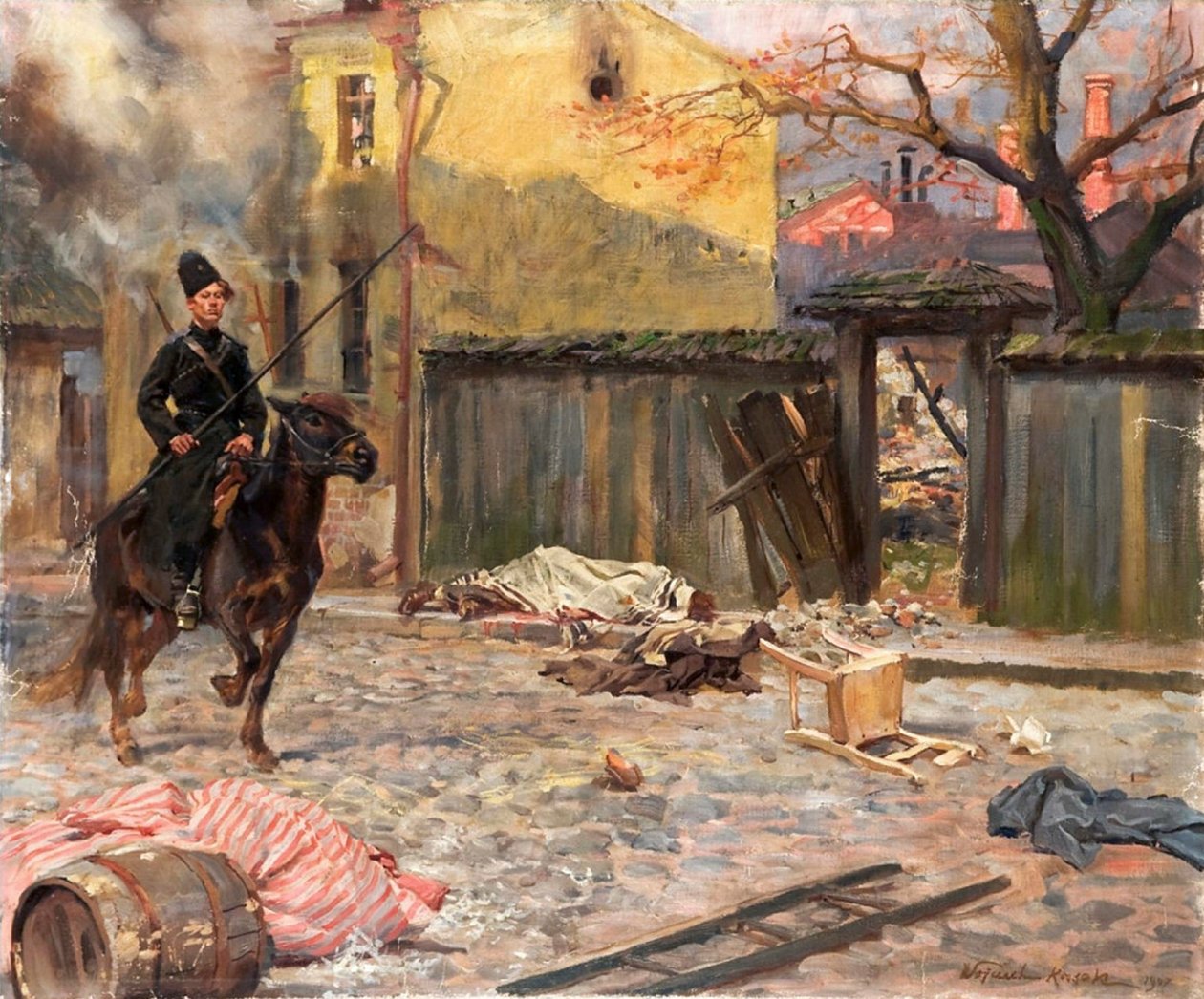 De Overval Pogrom, 1907 door Wojciech Kossak