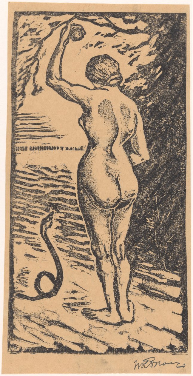Eva en de slang door Wolbartus Brouwer (signed by artist)