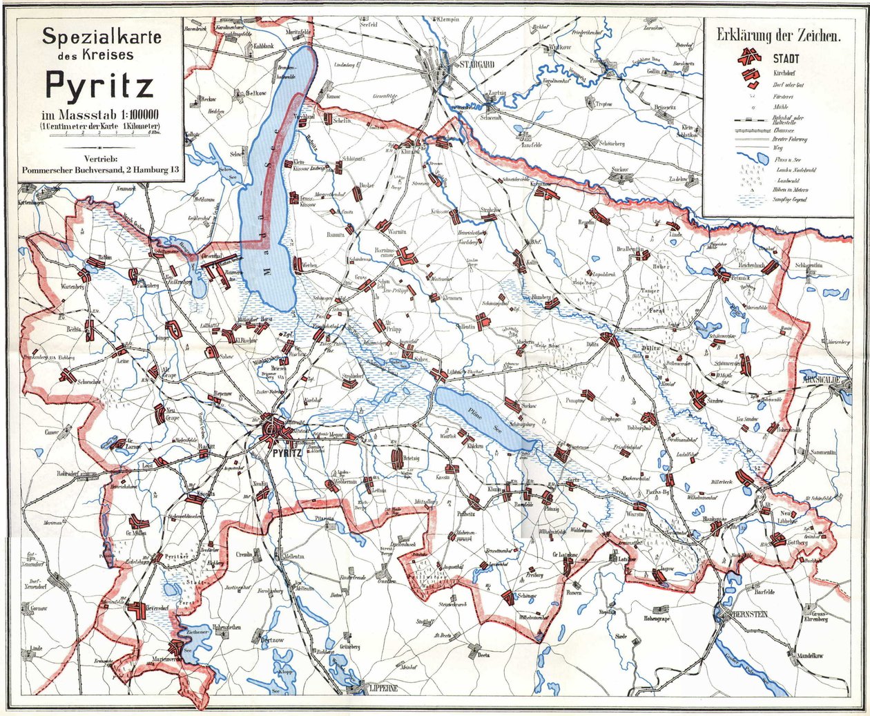Vooroorlogse Kaart van Pyritz en de Kreis Pyritz door Wolfgang Langkabel