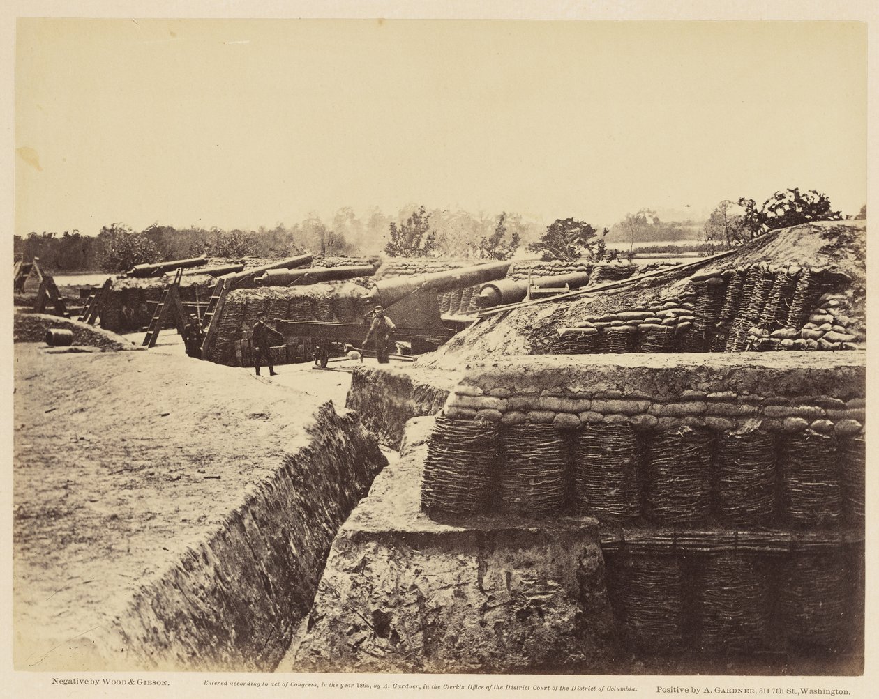 Batterij Nr. 1, nabij Yorktown, mei 1862 (albumineprint op geschept papier) door Wood and Gibson Wood and Gibson