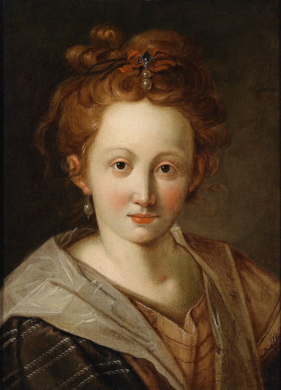Portret van een jonge vrouw door Workshop of Hans von Aachen