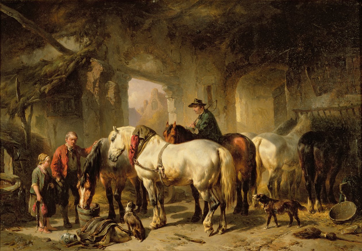 Paarden Voeren in de Stal door Wouterus Verschuur