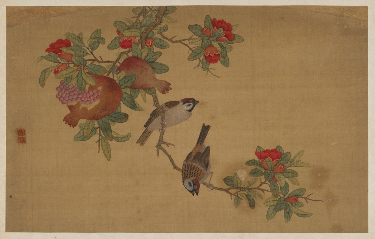 Vogels, Fruit en Bloemen, Qing-dynastie, 1741 door Wu Zhang